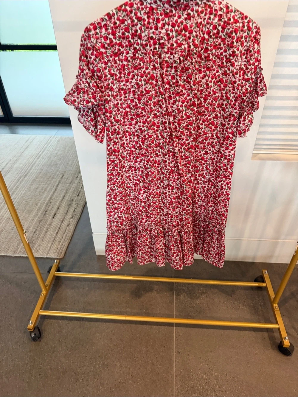 J. Crew Red Floral Liberty-Print Button-Front Top
